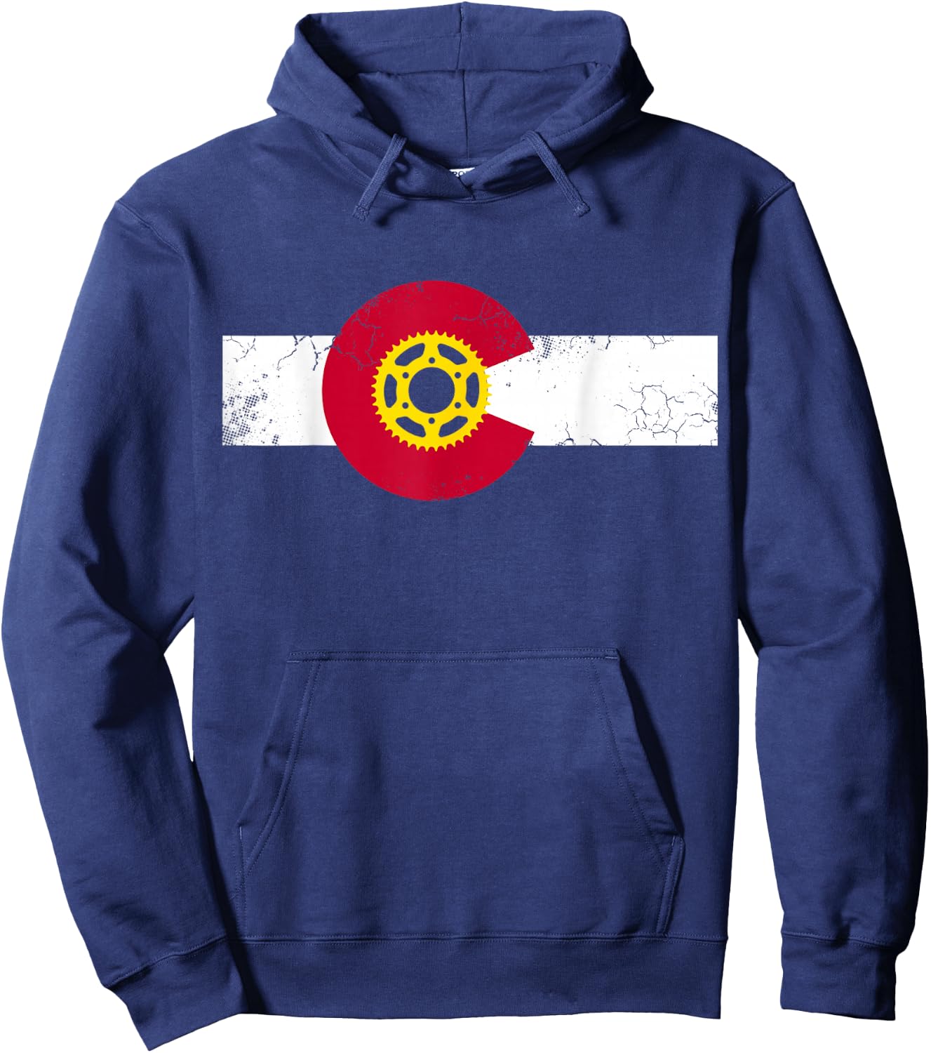 Colorado Flag Mountain Bike Cycling Riding Biking Cyclist Hoodie - Hoodie | Navy