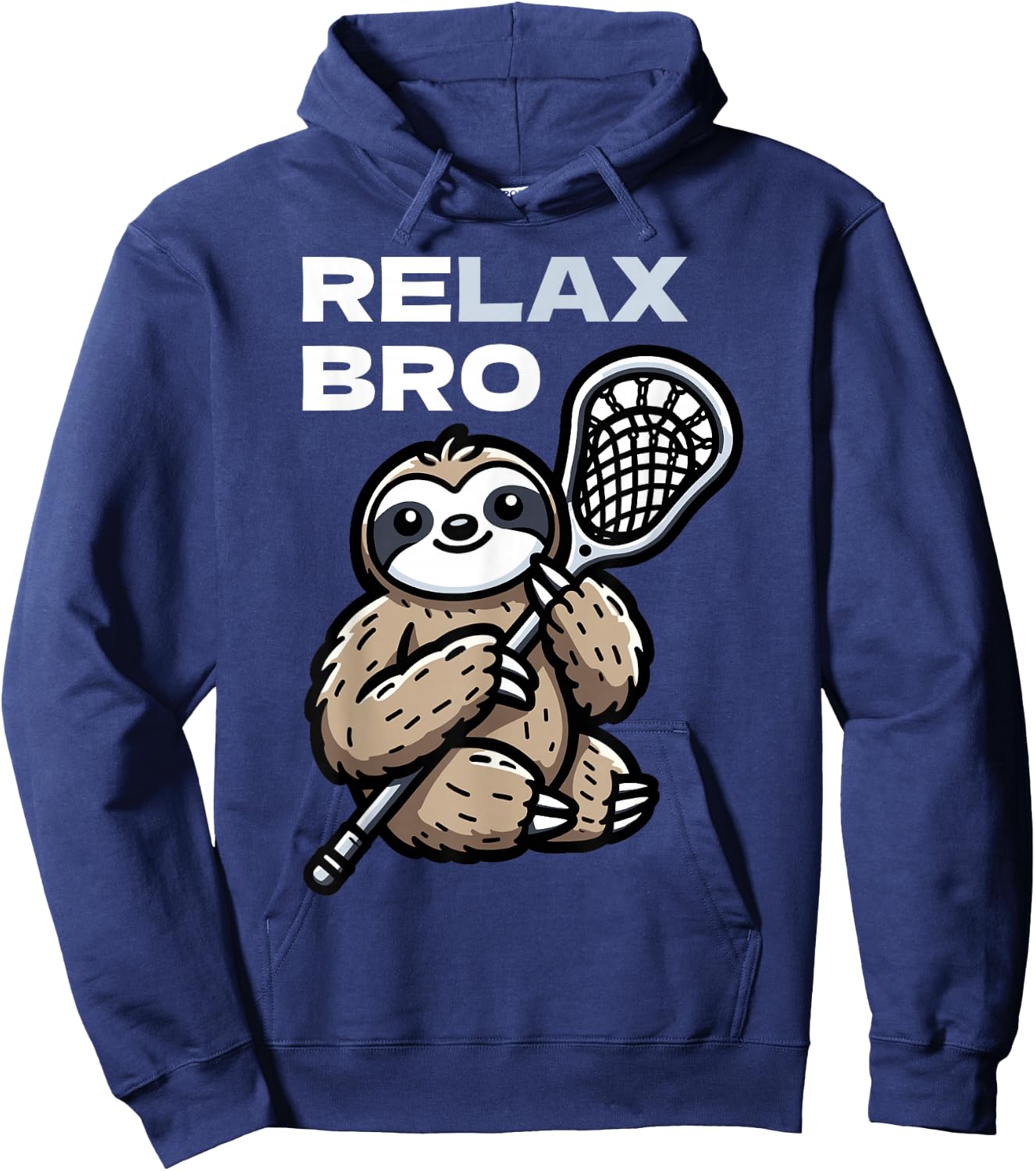 RELAX Bro Funny Lacrosse Sloth Hoodie - Hoodie | Navy