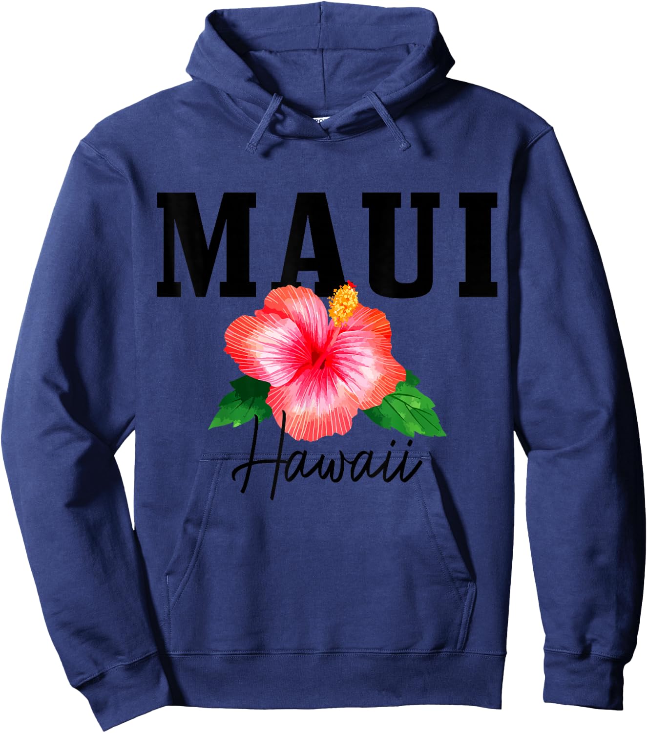 Maui Hawaii Floral Hibiscus Surf Surfer Vintage Hawaii Hoodie - Hoodie | Navy