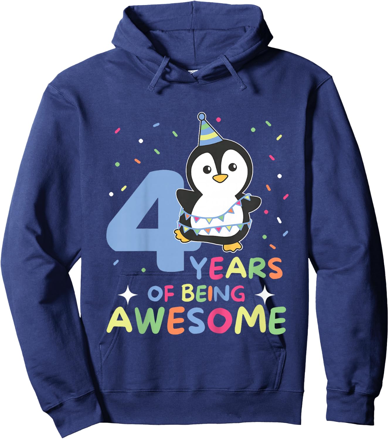 4th Birthday Penguin For Children Four Years Old Hoodie - Hoodie | Navy