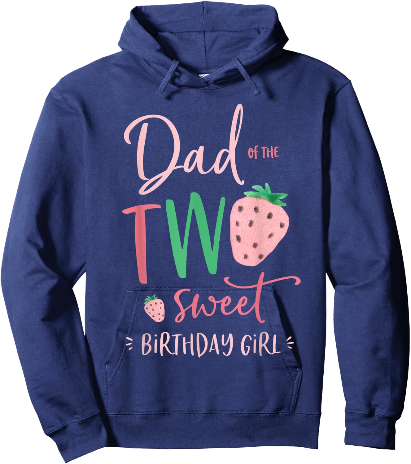 Herren Papa der Zwei Süße Geburtstagskind Strawberry 2nd Party Papa Hoodie - Hoodie | Navy