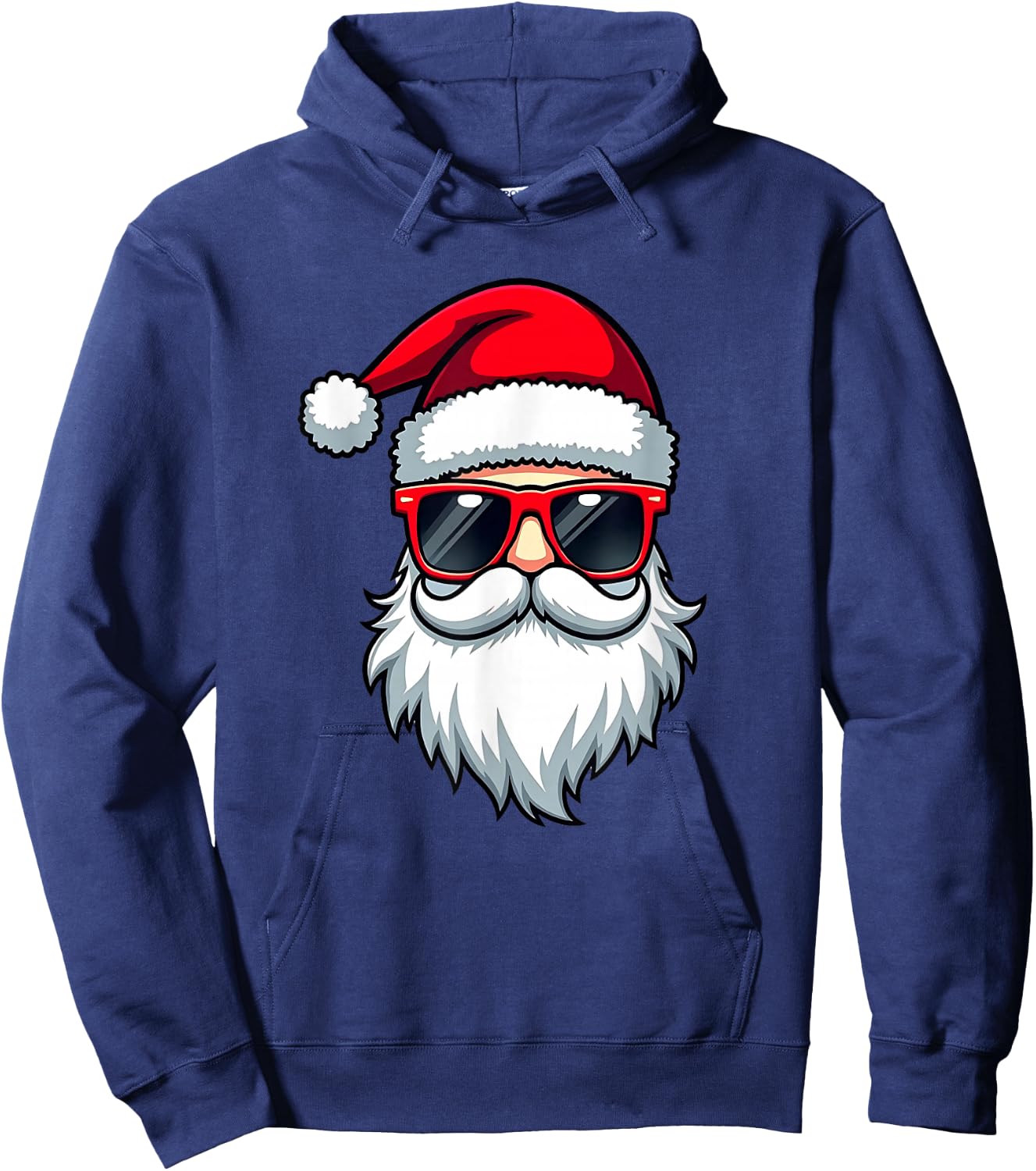 Cool Santa in Sunglasses Christmas Modern Holiday Art , Black, S Hoodie - Hoodie | Navy