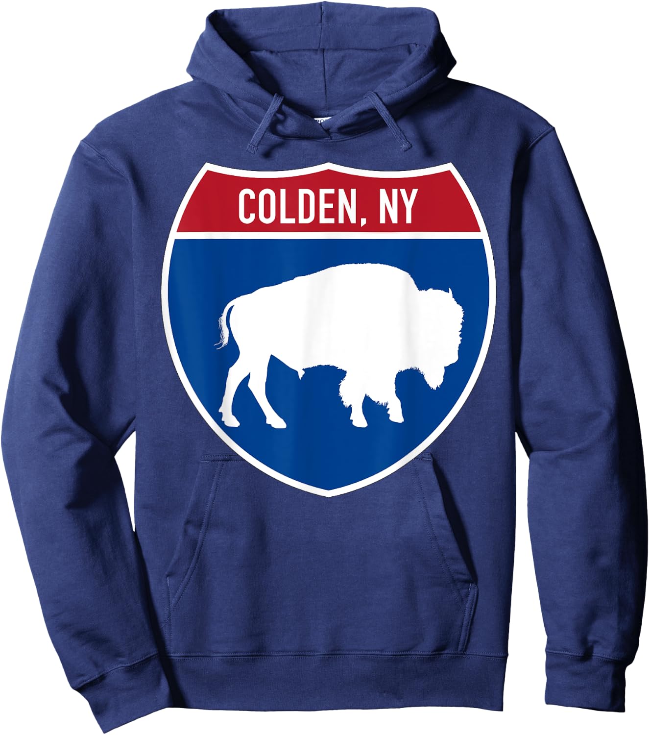 Colden New York Buffalo NY Highway Interstate Sign Hoodie - Hoodie | Navy