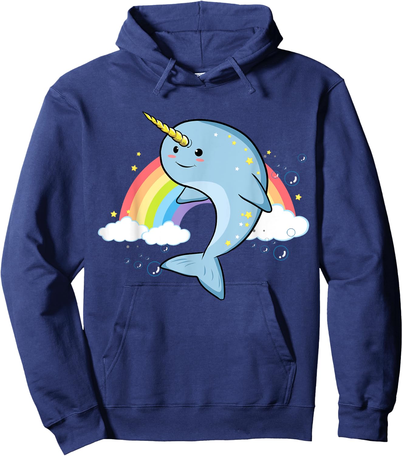 Funny Narwhal Unicorn of the Sea Lover Horn Rainbow Kawaii Hoodie - Hoodie | Navy