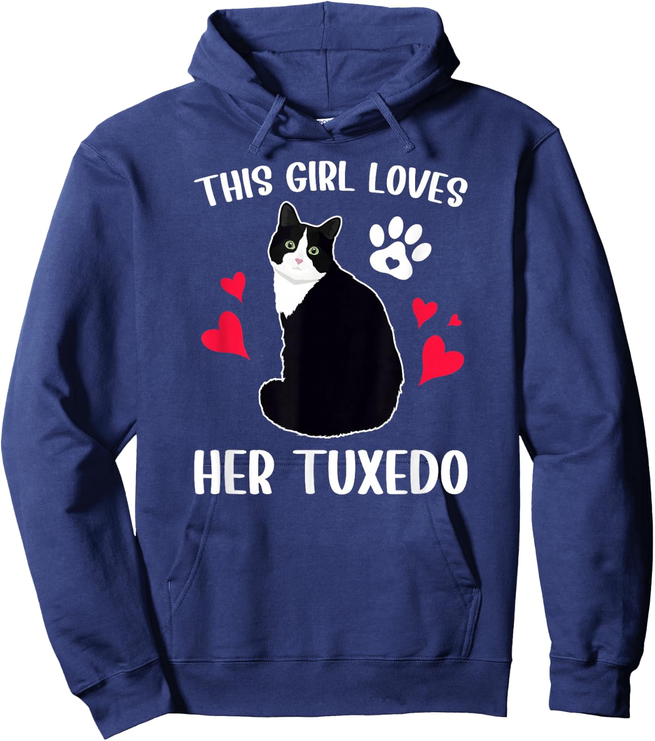 Girl Loves Tuxedo Cat Mom Tuxedo Cat Owner Tuxedo Cat Lover Hoodie - Hoodie | Navy
