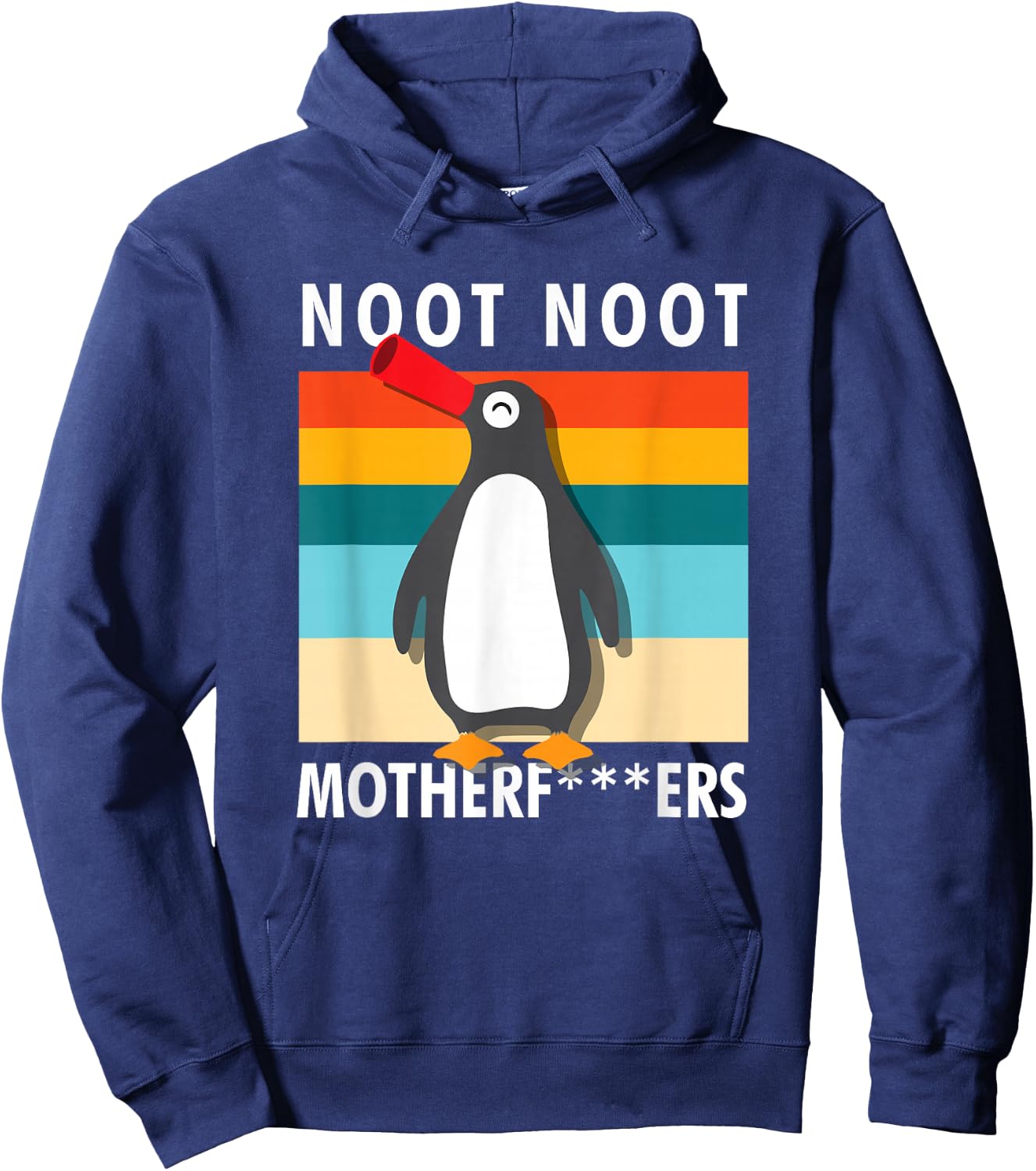 Rude Noot Noot Motherf-ers Sarcastic Graphic Penguin , black Hoodie - Hoodie | Navy