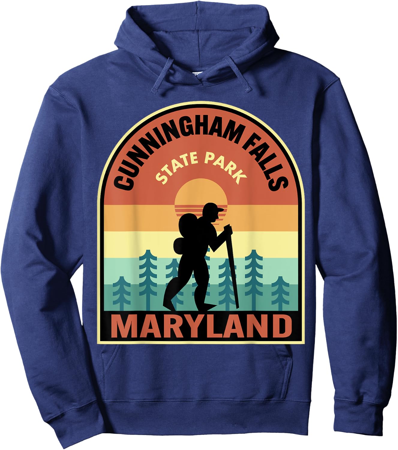 Cunningham Falls State Park Maryland Retro Hiking Hoodie - Hoodie | Navy