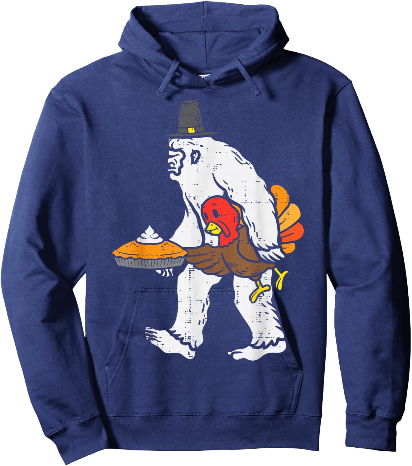 Thanksgiving Bigfoot Sasquatch Turkey Day Men Women Kids Hoodie - Hoodie | Navy