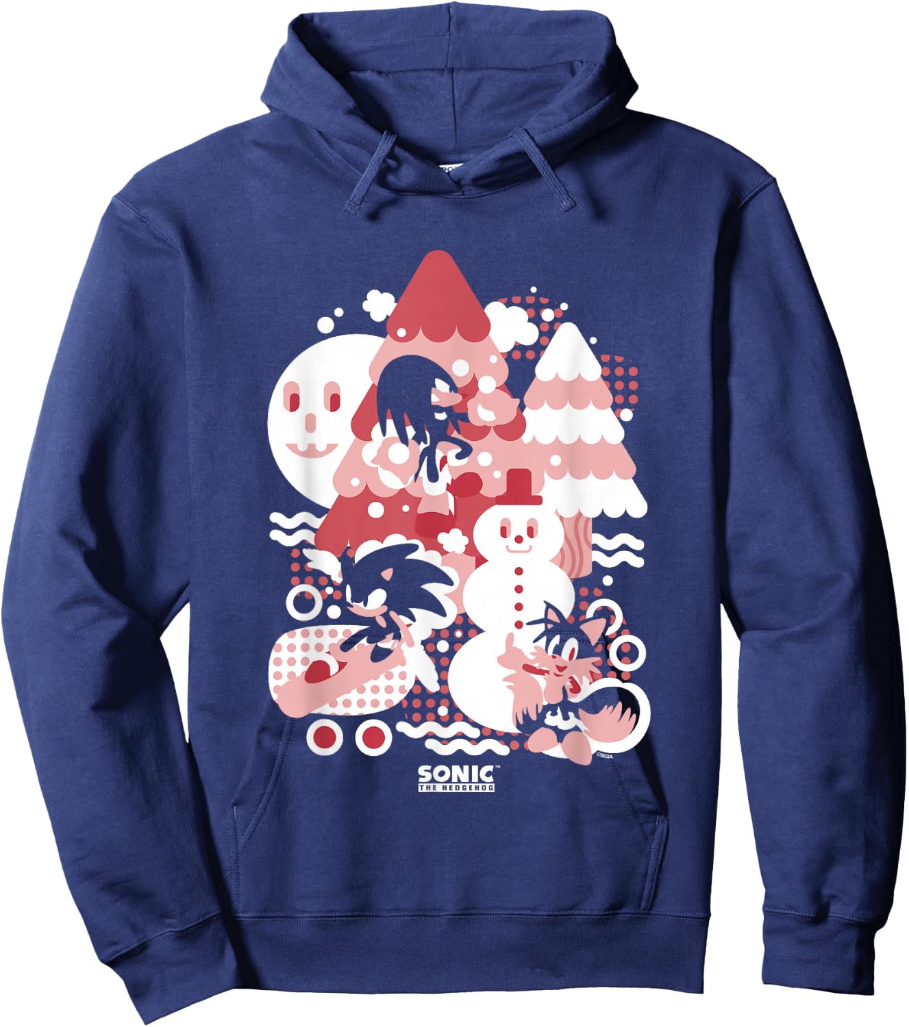 Sonic The Hedgehog Christmas Sonic Tails Knuckles Winter Fun Hoodie - Hoodie | Navy
