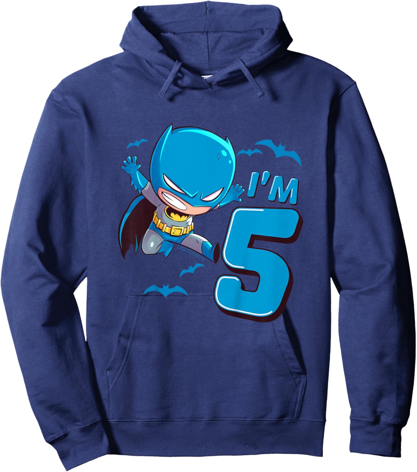 Kids Batman 5th Birthday Cute I'm 5 , black Hoodie - Hoodie | Navy
