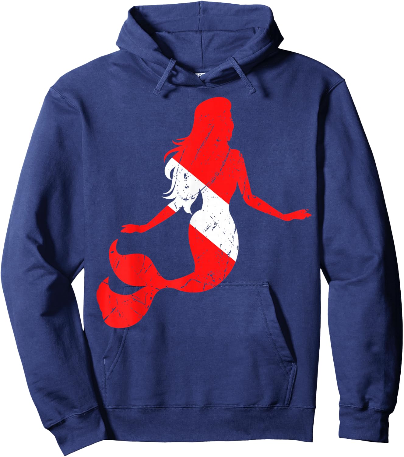 Mermaid Scuba Diving Diver Down Flag Underwater Dive Swim Hoodie - Hoodie | Navy