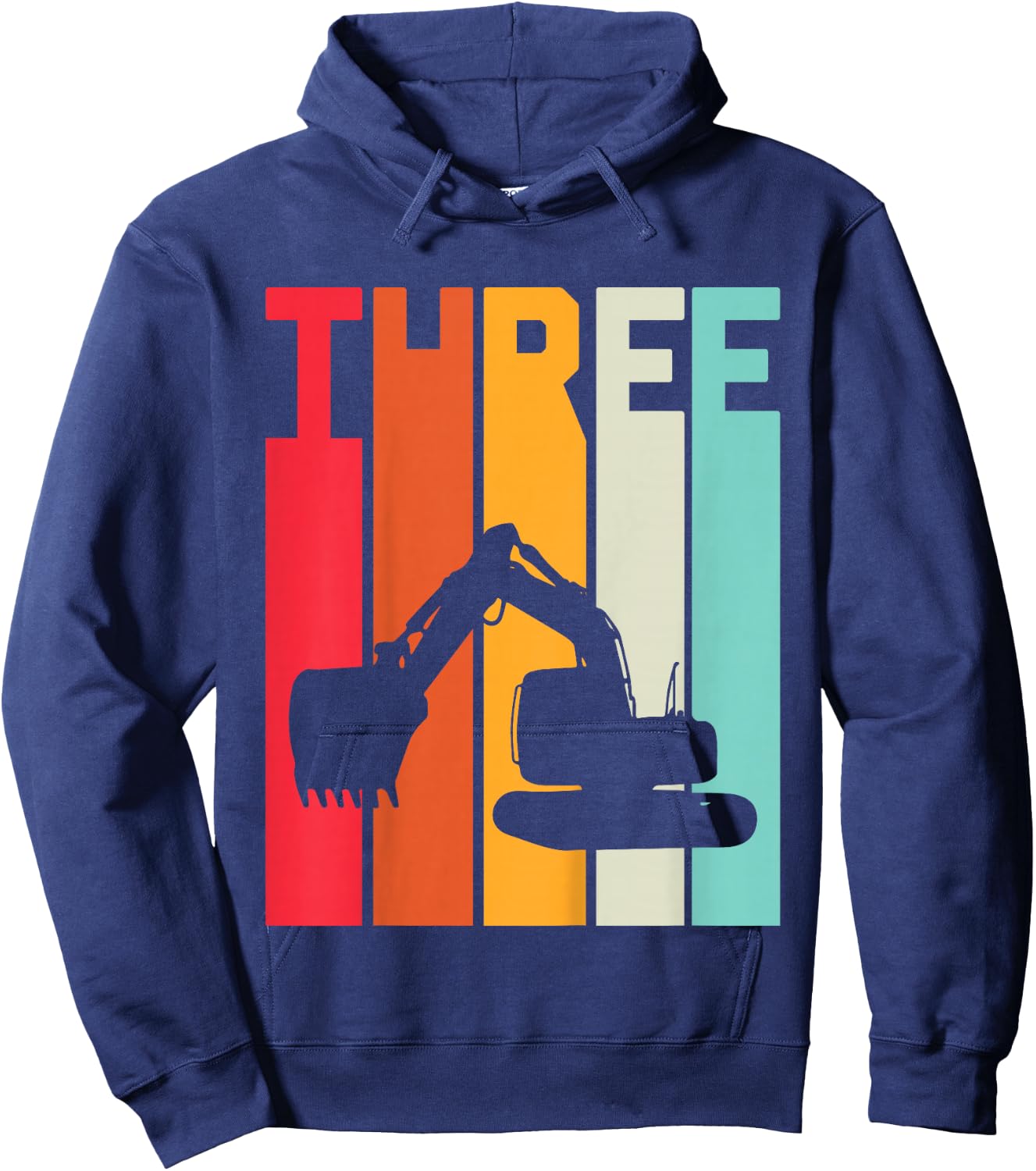 Kids 3rd Birthday Boy 3 Year Old Construction Truck Excavator Hoodie - Hoodie | Navy