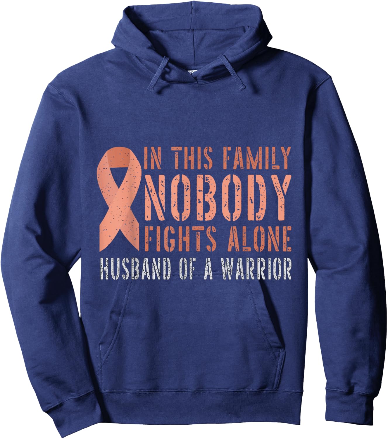 Husband of a Warrior Family Matching Uterine Cancer Hoodie - Hoodie | Navy
