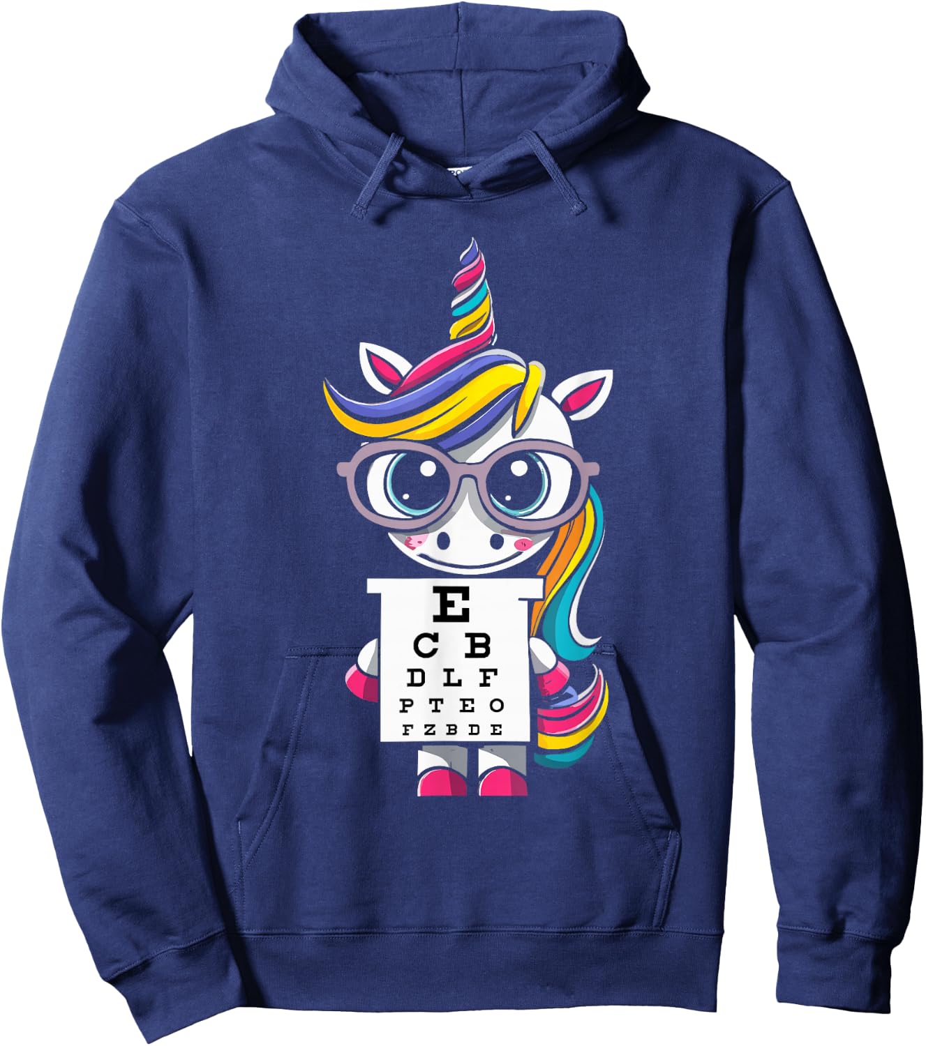 Funny Eye Test Unicorn Chart Eye Chart Ophthalmologist Hoodie - Hoodie | Navy