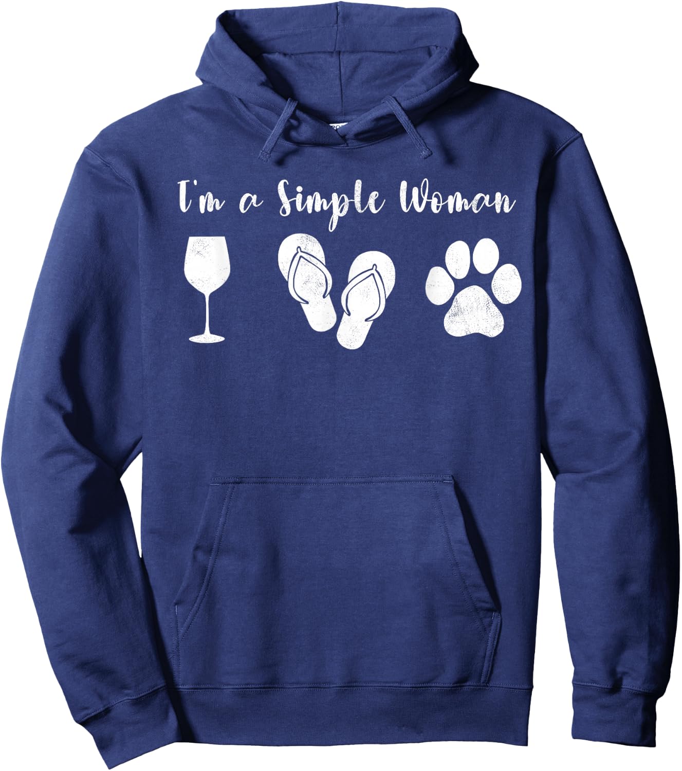 I'm Simple Woman Dogs & Wine Sun Lover Funny Dog Joke Hoodie - Hoodie | Navy