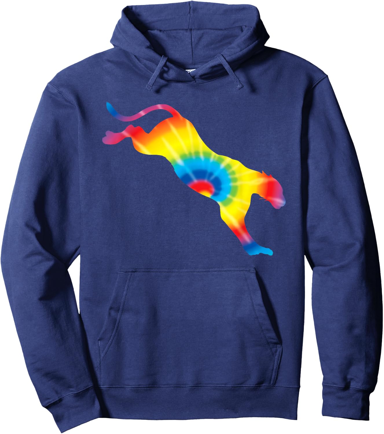 Tie Dye Cougar Rainbow Print Puma Animal Hippie Peace Gift Hoodie - Hoodie | Navy