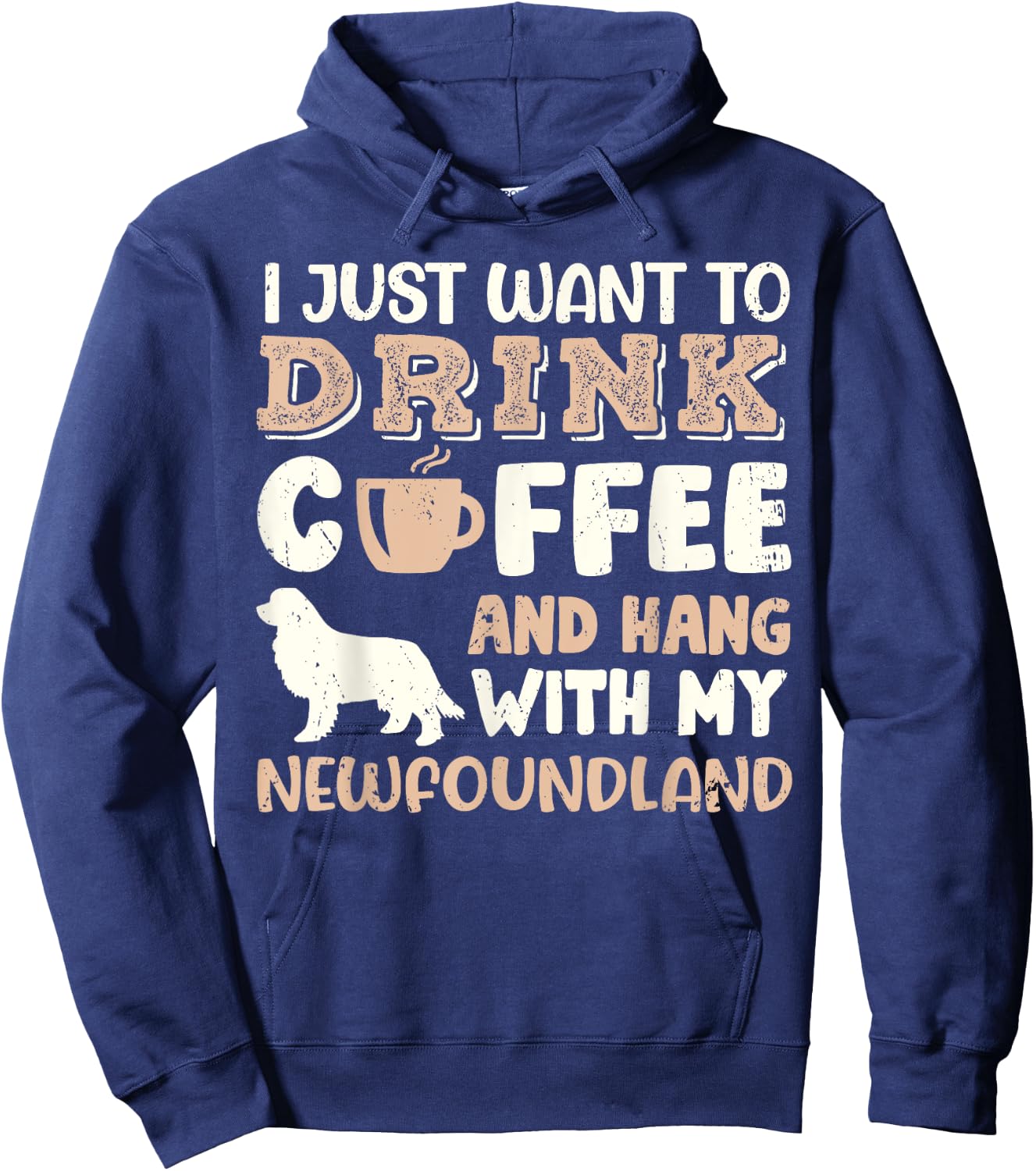 Funny Newfoundland Drink Coffee Hand With Dog Mom Gift Men Women Girls Kids Hoodie - Hoodie | Navy