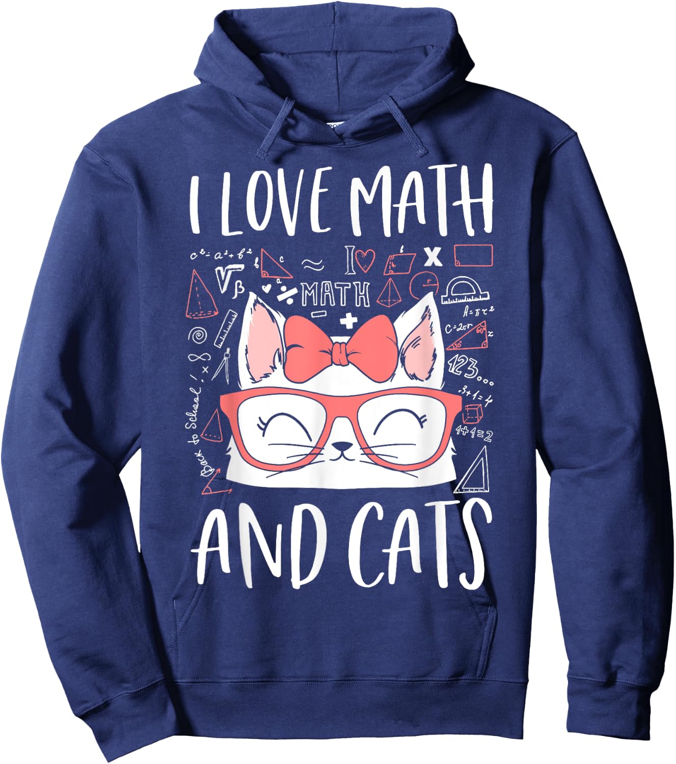 I Love Math And Cats Cute Kitty Cat Feline Lover Gift Hoodie - Hoodie | Navy