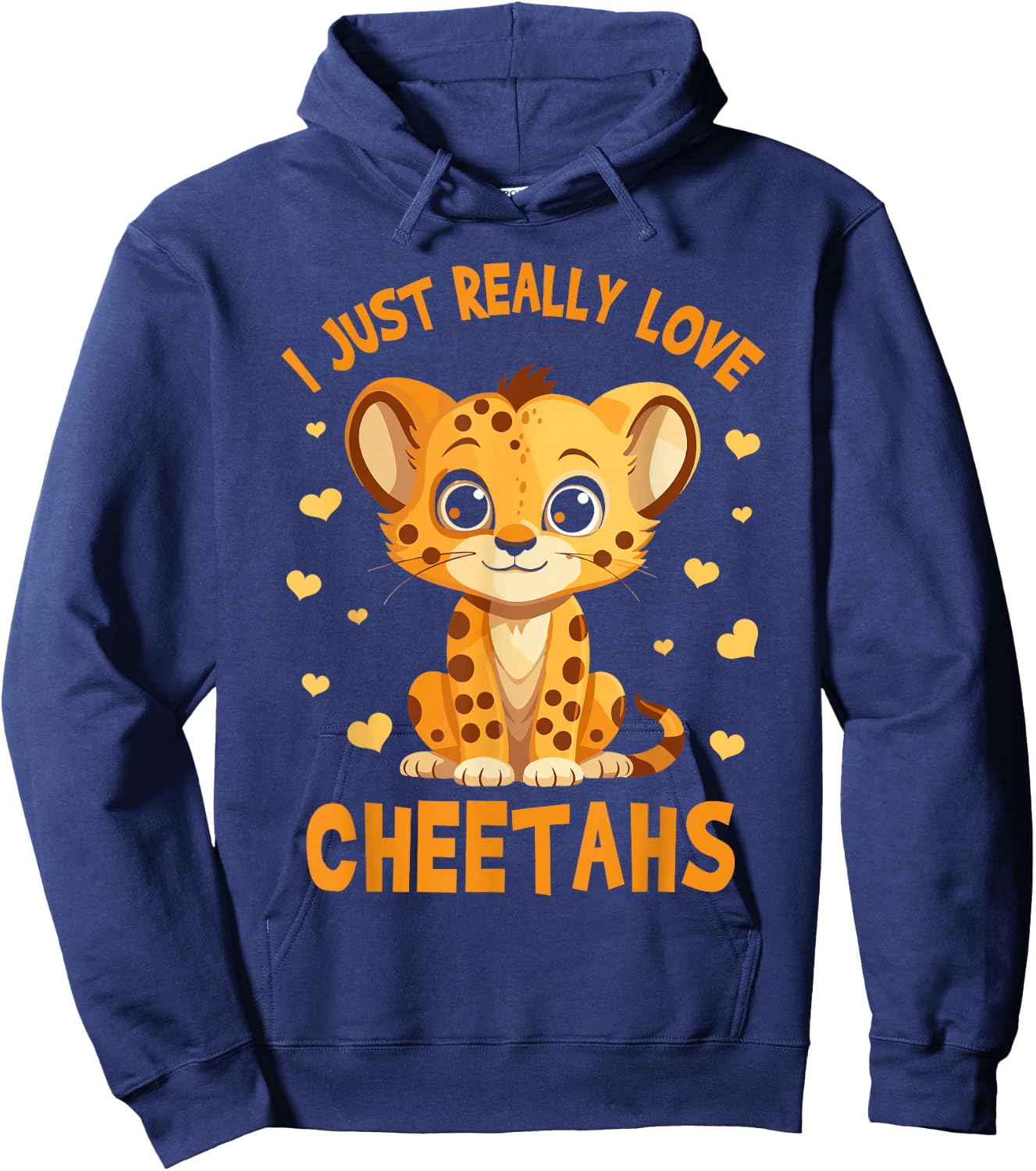 Kids Leopard Cheetah I Just Really Love Cheetahs Hoodie - Hoodie | Navy