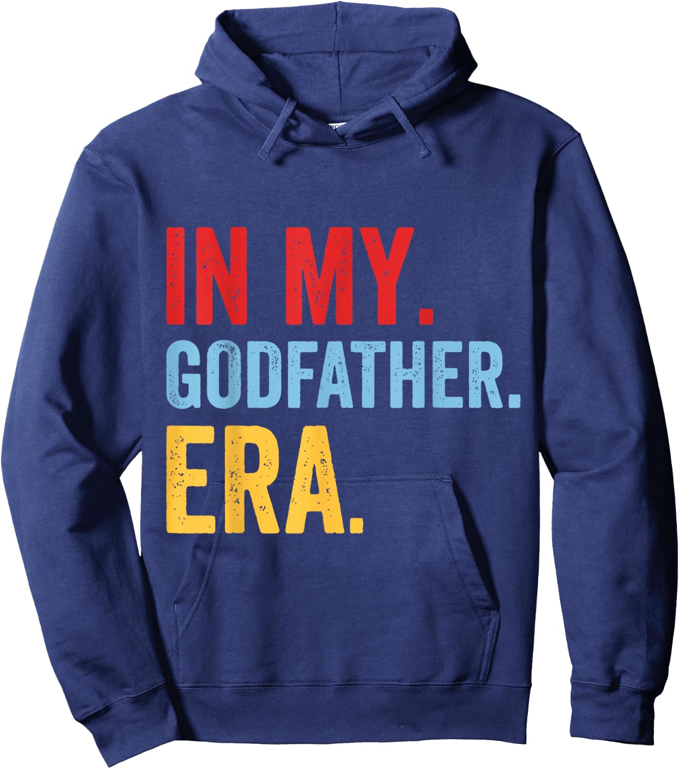 Godfather Godchild Godparent Brother Uncle In My Godfather Era -Adults Black Small Modern Lightweight Polyester 100% Short Sleeve Hoodie - Hoodie | Navy