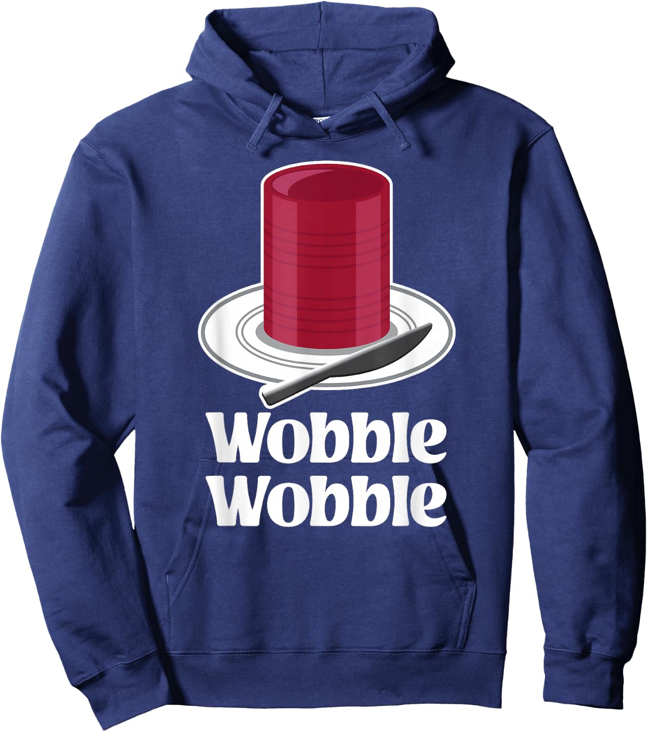 Thanksgiving Canned Cranberry Sauce Turkey Day Wobble Funny Hoodie - Hoodie | Navy