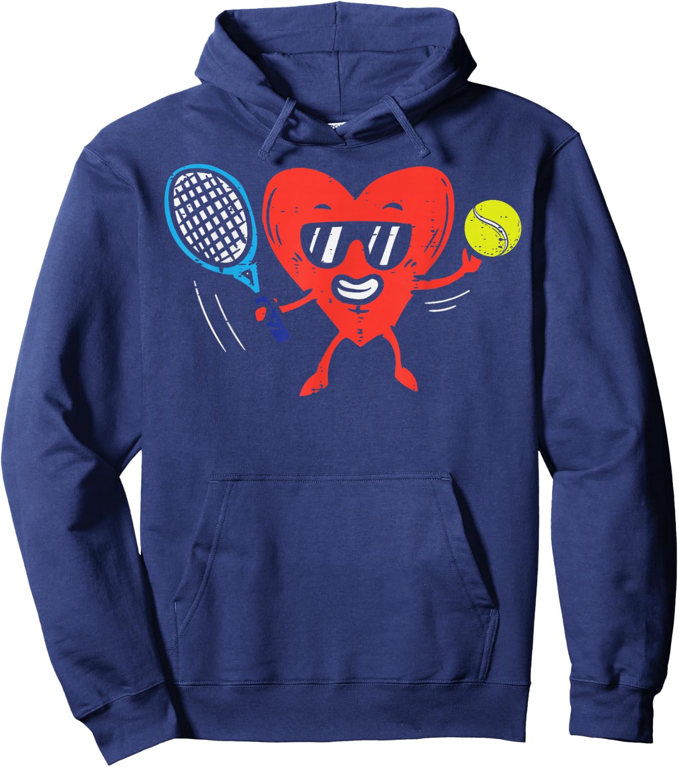 Heart Playing Tennis Cute Valentines Day Love Sports Player Hoodie - Hoodie | Navy