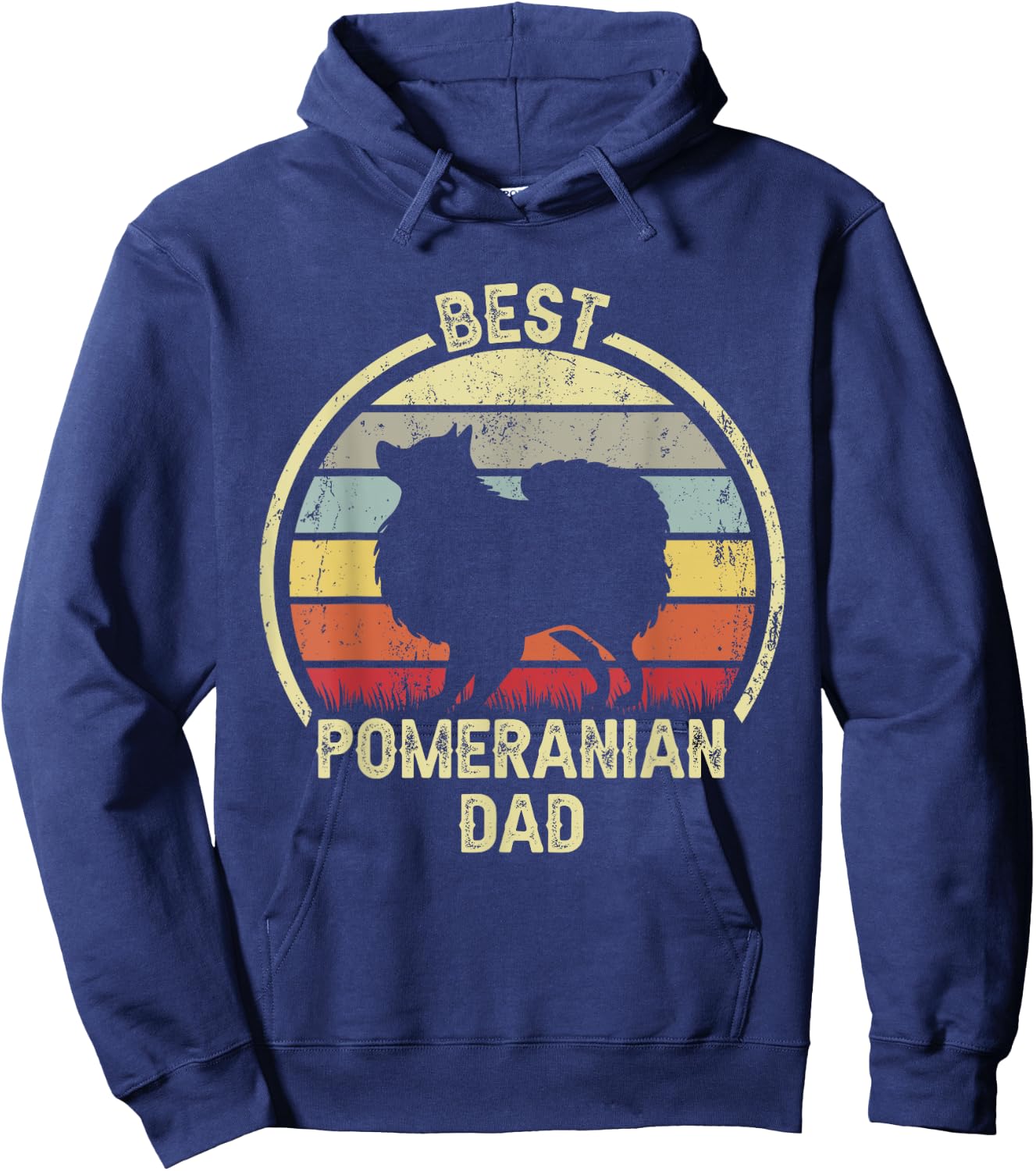 Best Dog Father Dad - Vintage Pom Pomeranian Women Hoodie - Hoodie | Navy