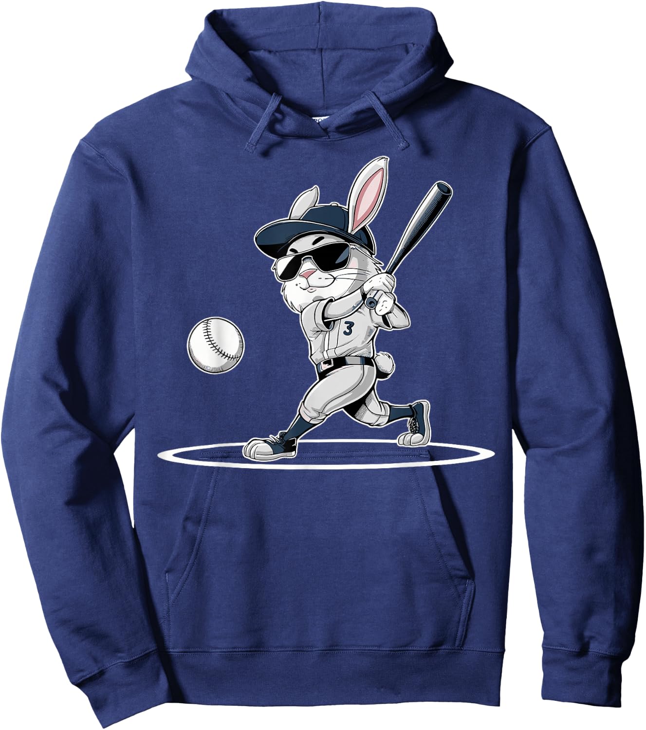 Happy Easter Bunny Playing Baseball Easter Sport Boys Player Hoodie - Hoodie | Navy