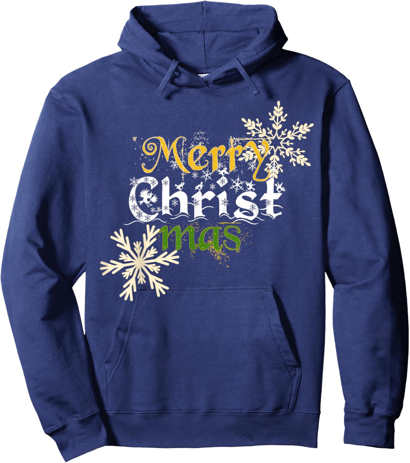 Christian Holiday Merry Christ Mas Snowflakes Christmas Hoodie - Hoodie | Navy