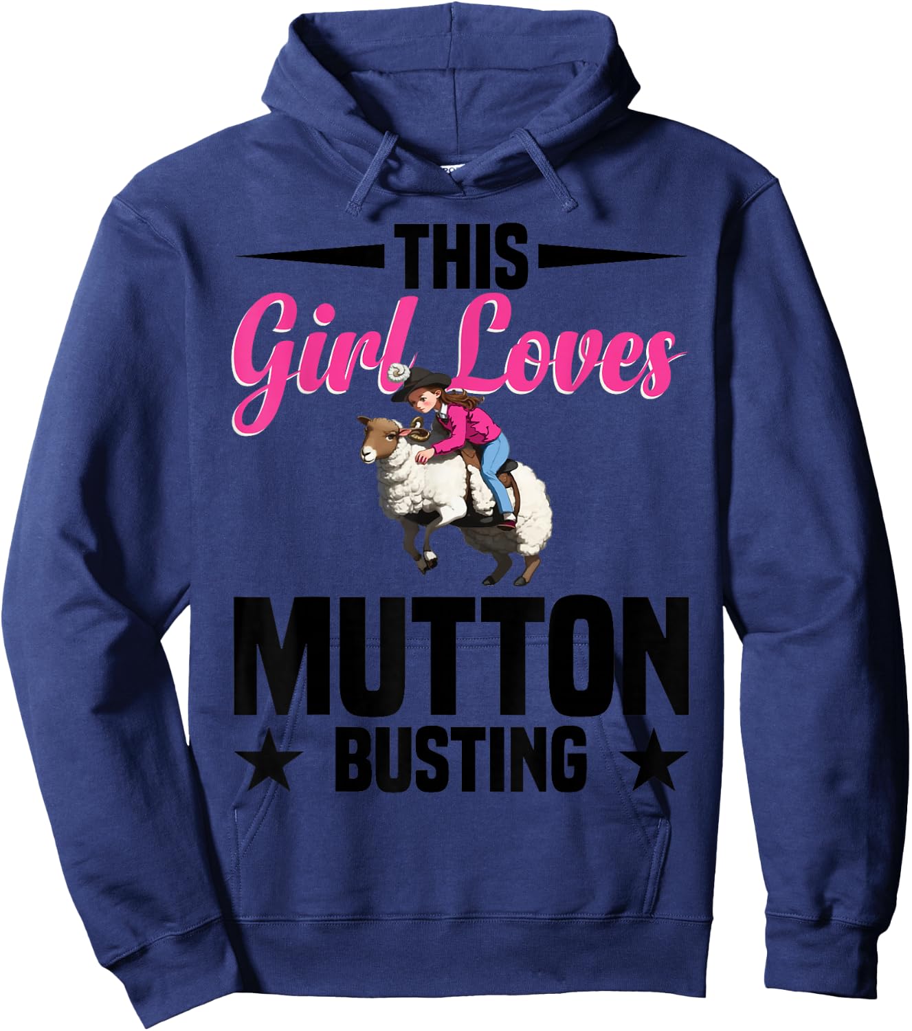 Mutton Busting Vest Rodeo for Girls Mutton Buster Hoodie - Hoodie | Navy