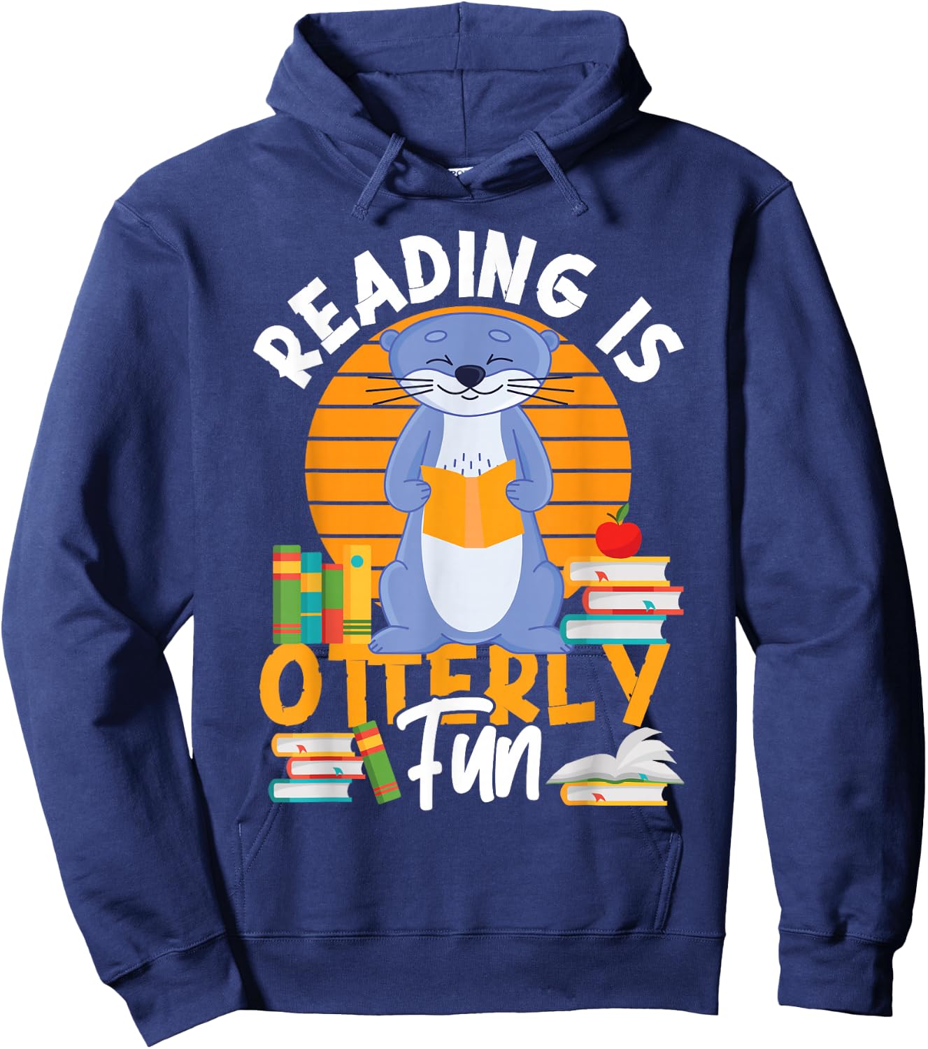 Otter Reading Teacher Literature Book Pun Reading Is Otterly Hoodie - Hoodie | Navy