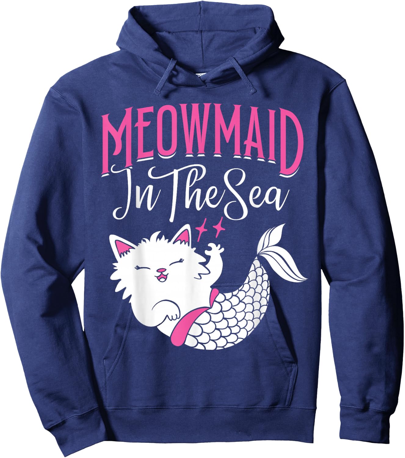Mercat Meowmaid in the Sea Mermaid Cat Hoodie - Hoodie | Navy