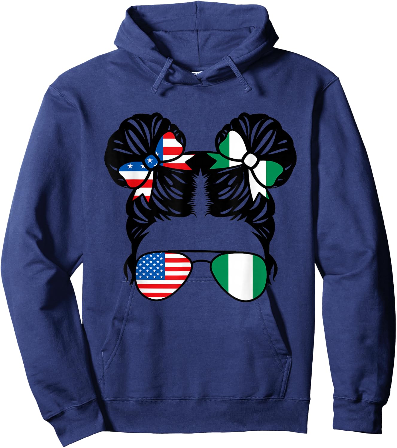 Half American Half Nigerian Girl USA Nigeria Flag Patriot Hoodie - Hoodie | Navy