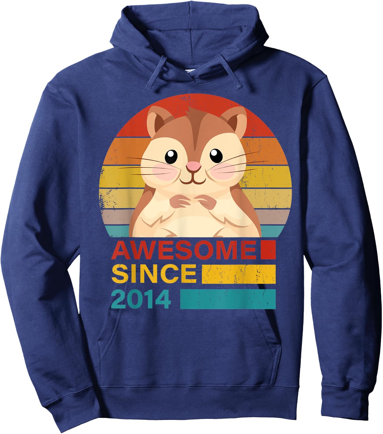 Hamster 2014 Birthday Funny Vintage Hamster Retro Sunset Dad Hoodie - Hoodie | Navy