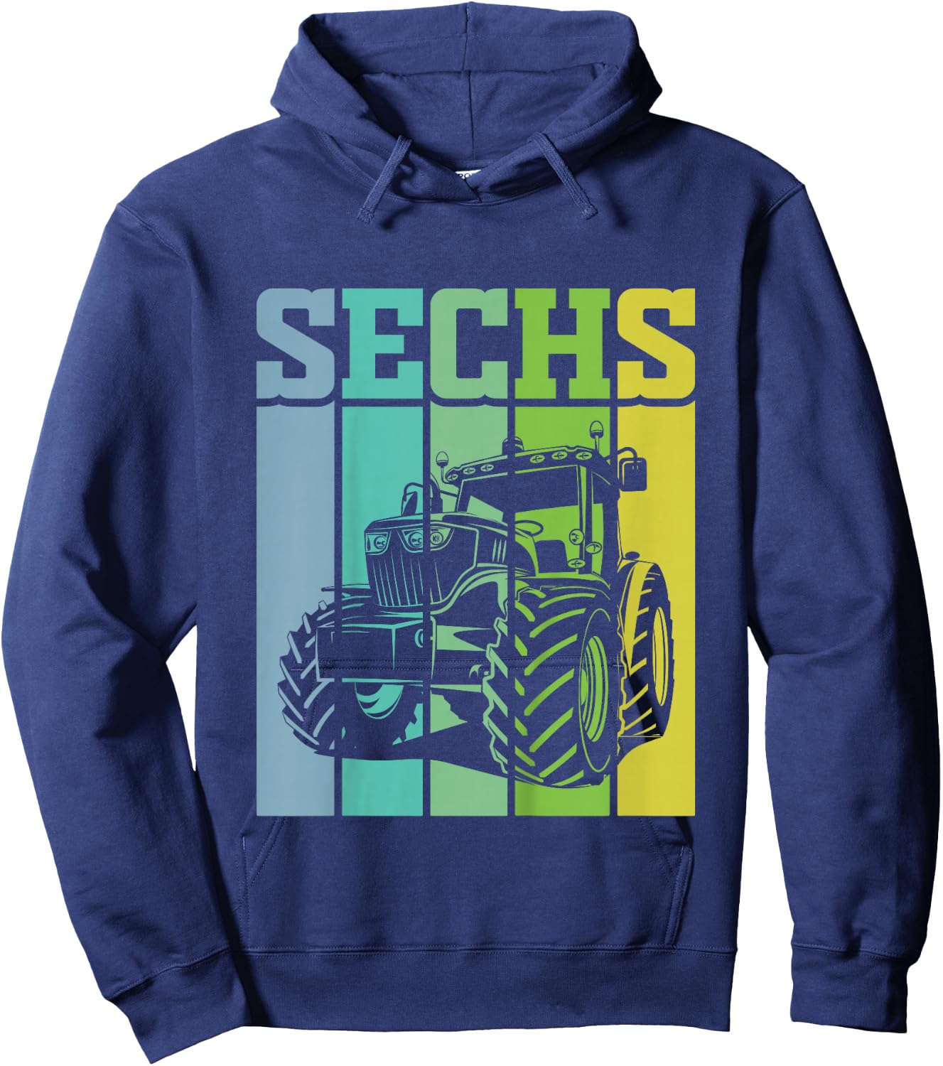 Children's Birthday Party 6 Years 6th Birthday Tractor , black Hoodie - Hoodie | Navy