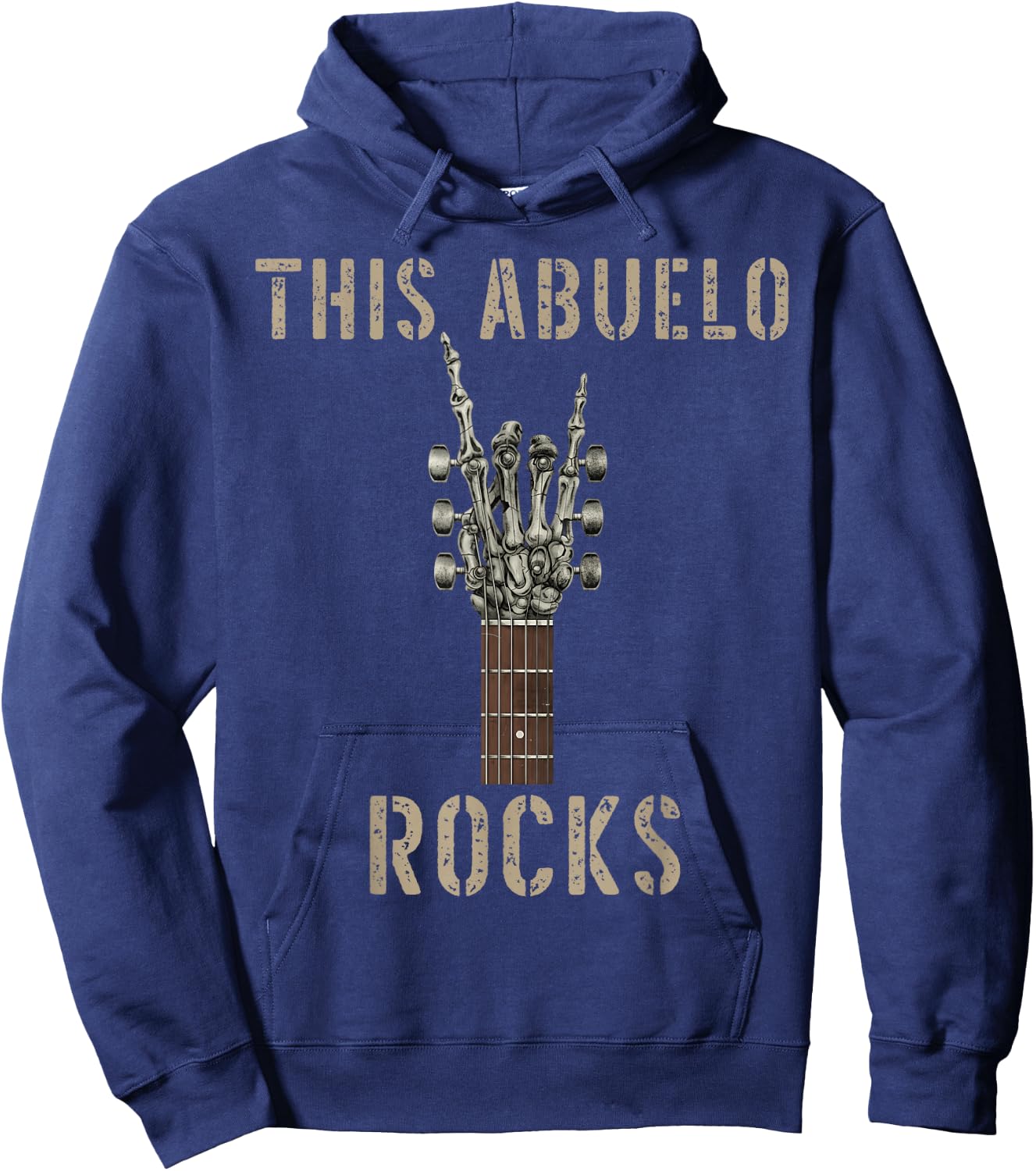 This Abuelo Rocks Skeleton Hand Rock Music Band Guitar Hoodie - Hoodie | Navy