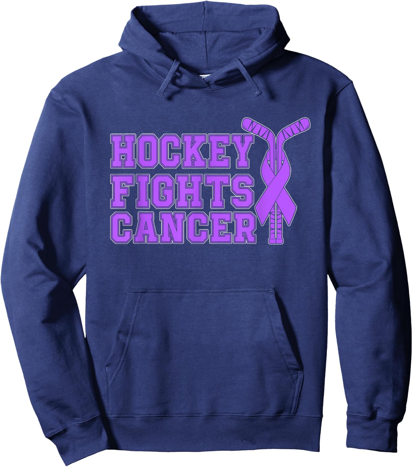 Hockey Fights Cancer Awareness Hoodie - Hoodie | Navy