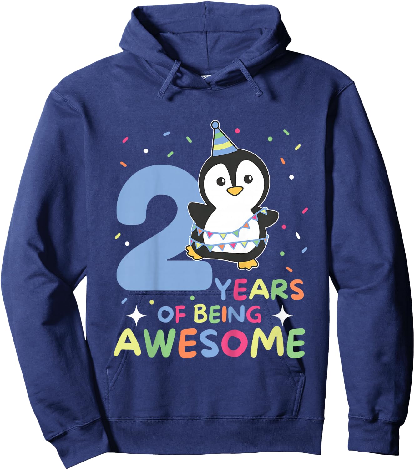 Penguin For The 2nd Birthday For Children Two Years Old Hoodie - Hoodie | Navy