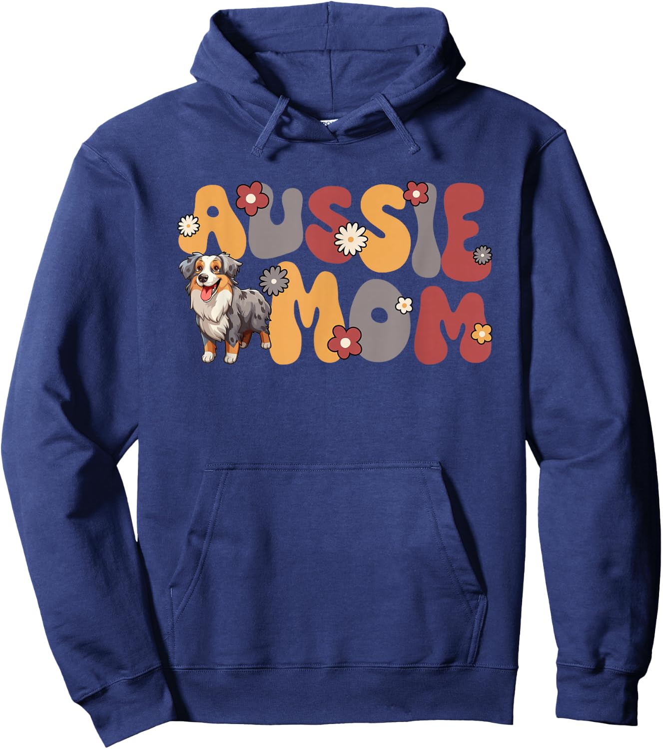 Australian Shepherd Blue Merle Groovy Aussie Mom Hoodie - Hoodie | Navy