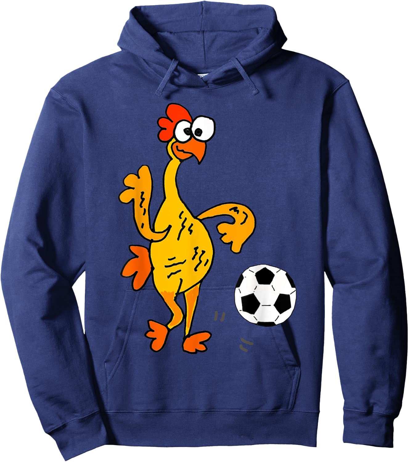 SmileteesSports Funny Rubber Chicken Playing Soccer Hoodie - Hoodie | Navy