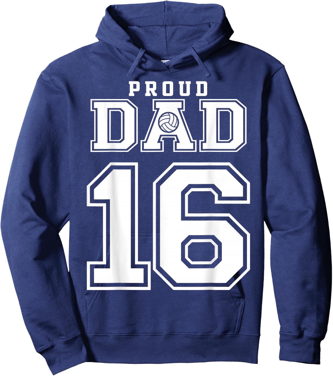 Custom Proud Volleyball Dad Number 16 Personalized Hoodie - Hoodie | Navy