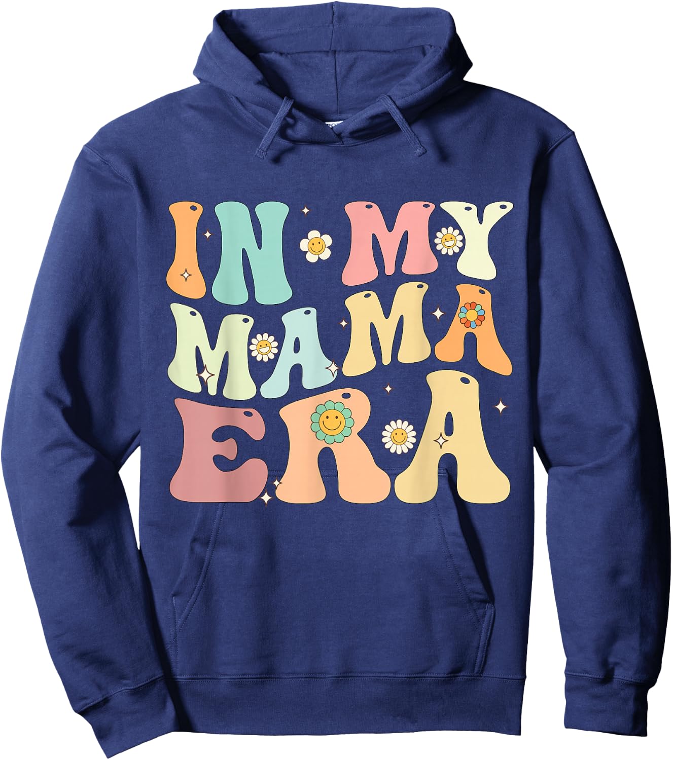 In My Mama Era Groovy Retro Mom Mother's Day Hoodie - Hoodie | Navy