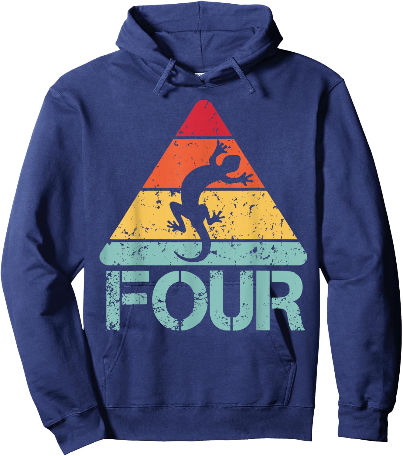 Four Birthday Lizard 4th 4 Year Old Reptile Birthday Hoodie - Hoodie | Navy