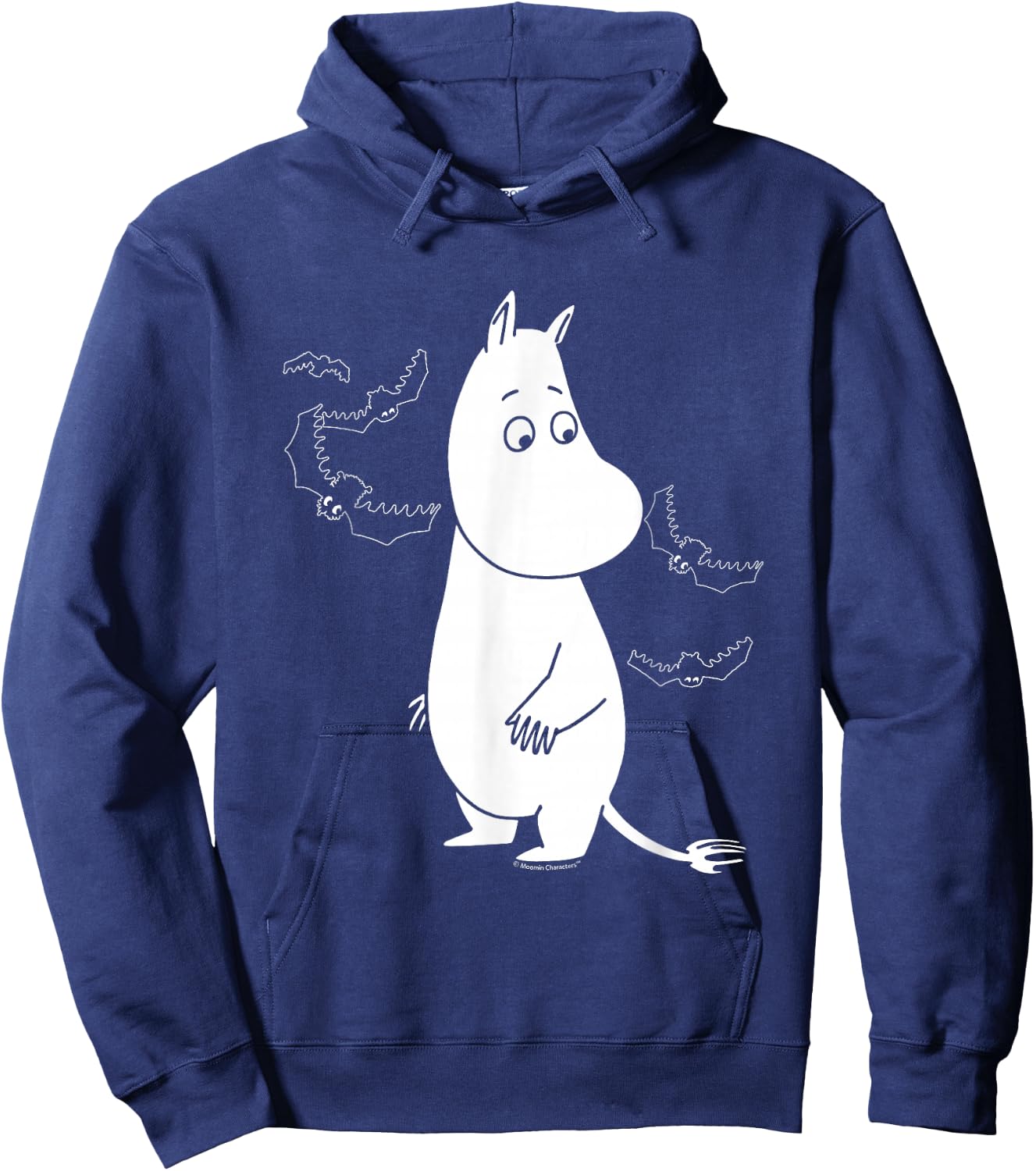 Moomin Moomintroll Surrounded by Scary Bats , Black, S Hoodie - Hoodie | Navy