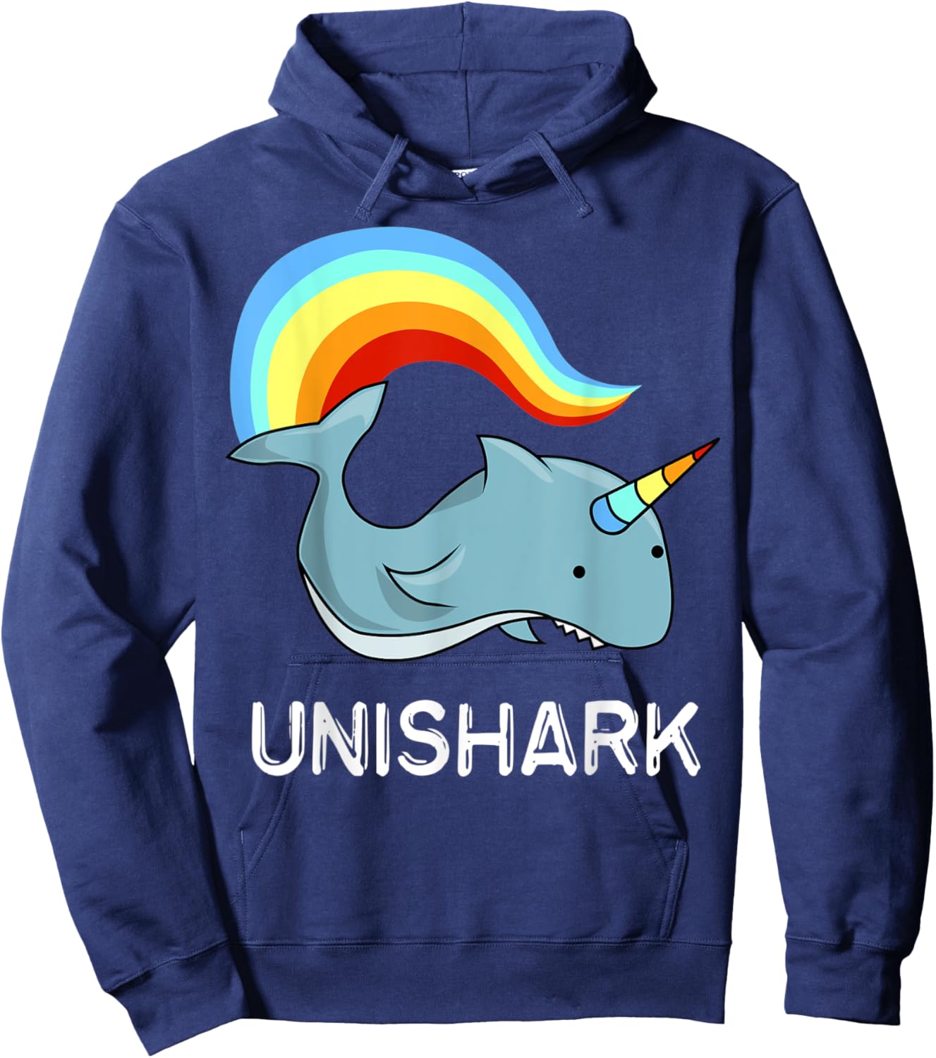 Unishark Unicorn and Shark Flying Awesome Gift Hoodie - Hoodie | Navy