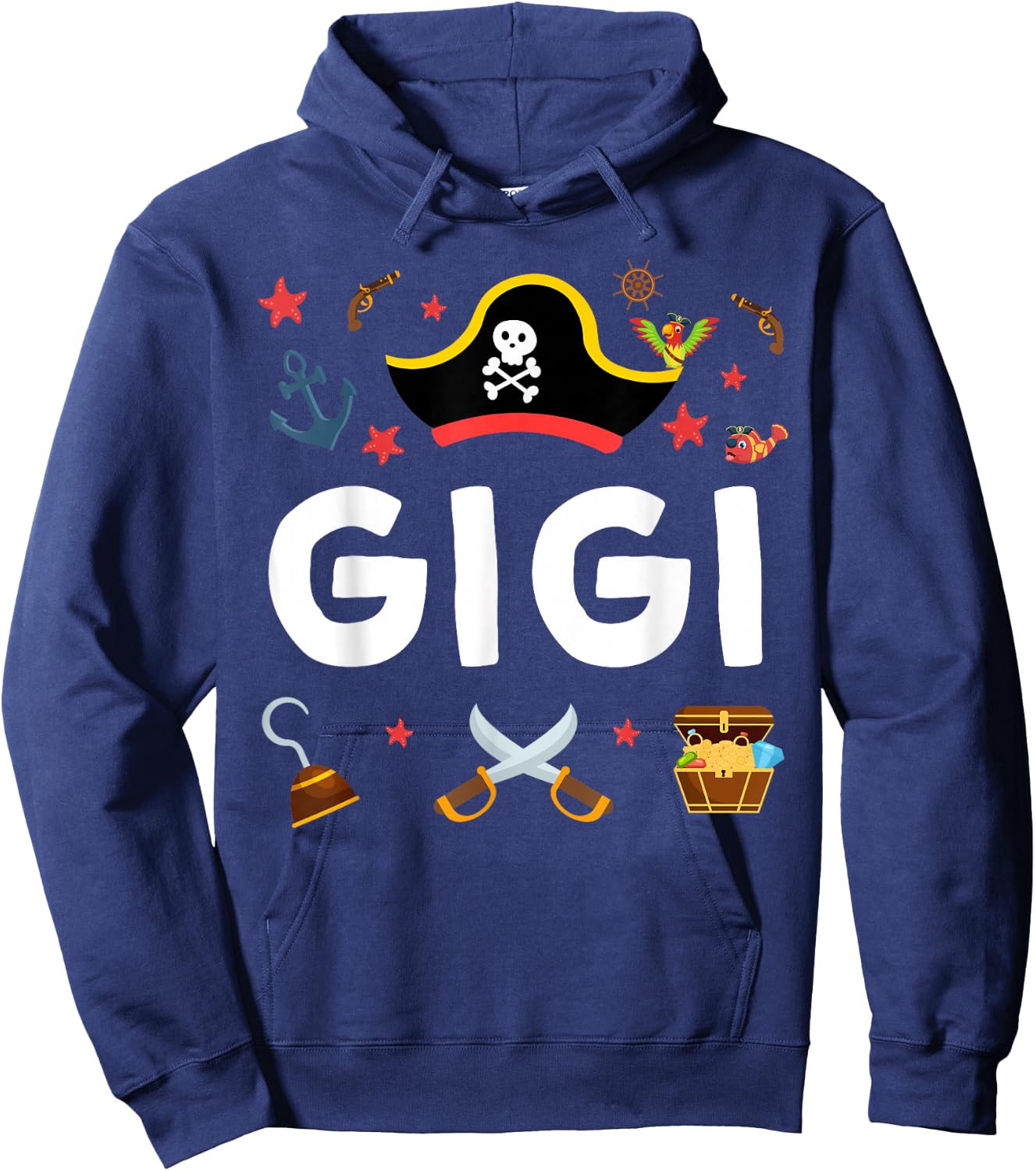 Pirate Gigi Pirate's Hat Matching Family Pirate Birthday Hoodie - Hoodie | Navy