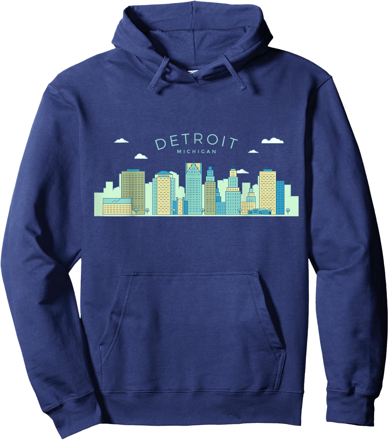 Detroit Skyline Michigan Pride Motor City Vintage Detroit Hoodie - Hoodie | Navy