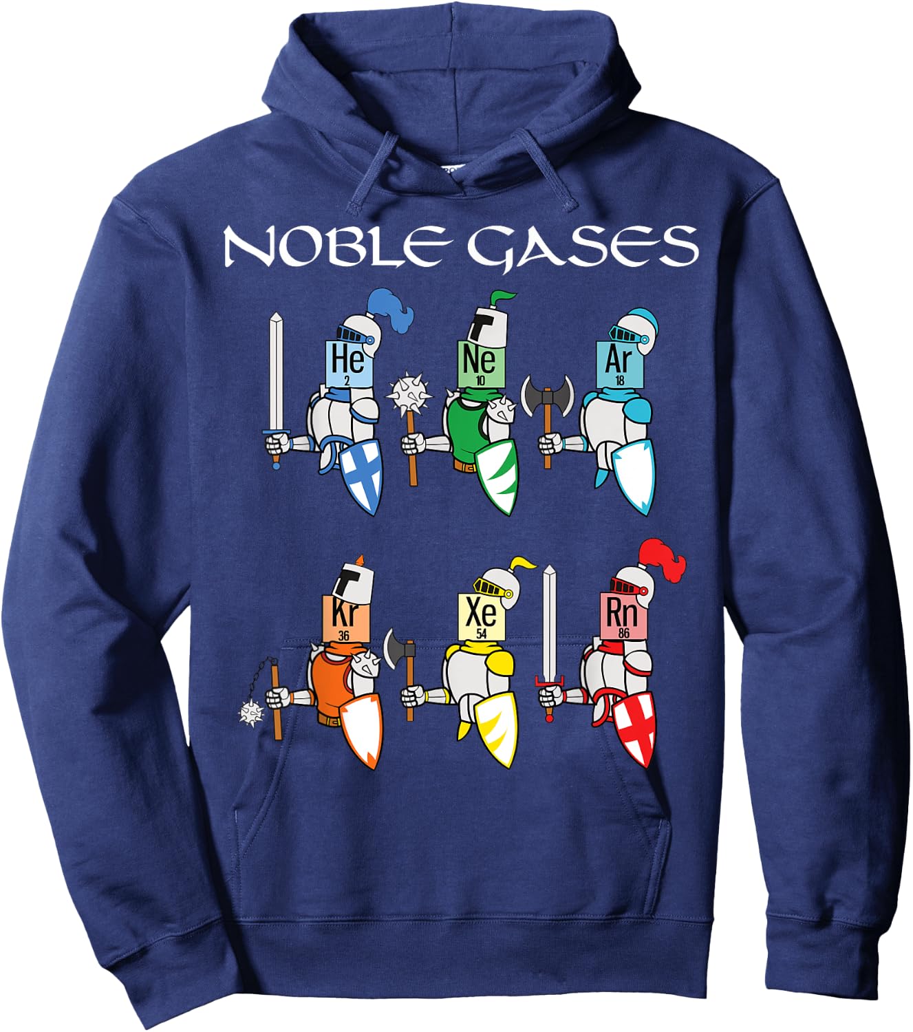 Funny Chemistry Medieval Science Noble Gases Knight Hoodie - Hoodie | Navy