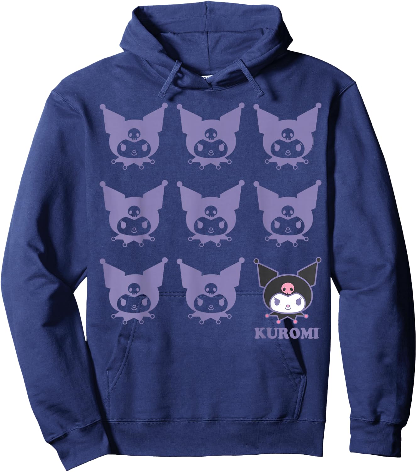 Kuromi Real - Kids Adult - Black - Short Sleeve - Cotton 100% - Small Hoodie - Hoodie | Navy