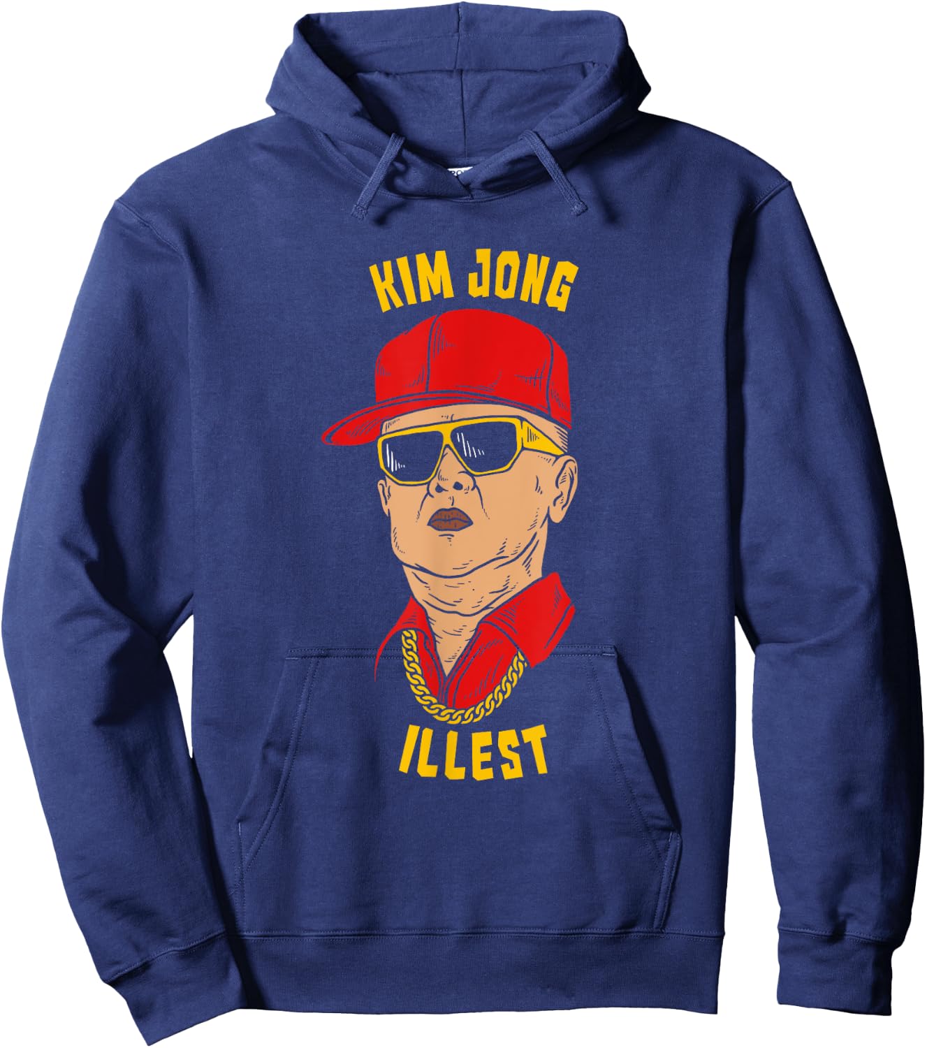 Funny Kim Jong Il North Korea - Kim Jong Illest - -Adults, Kids - Black - Cotton Blend - Short Sleeve - Classic Fit Hoodie - Hoodie | Navy